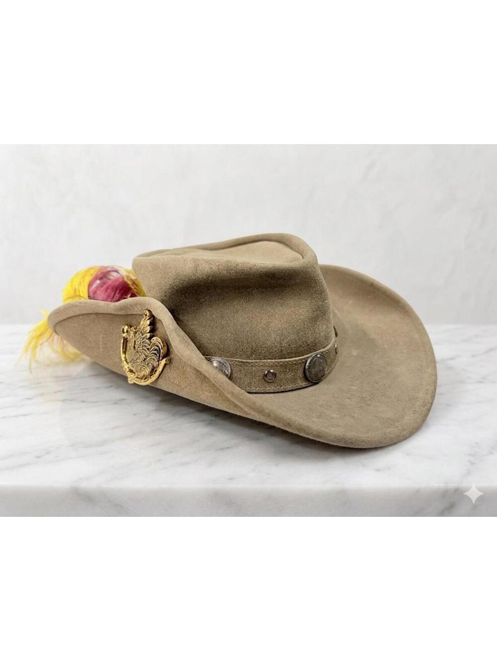 Minnetonka the Outback Buffalo Nickel Brown Suede Leather Hat Size Small